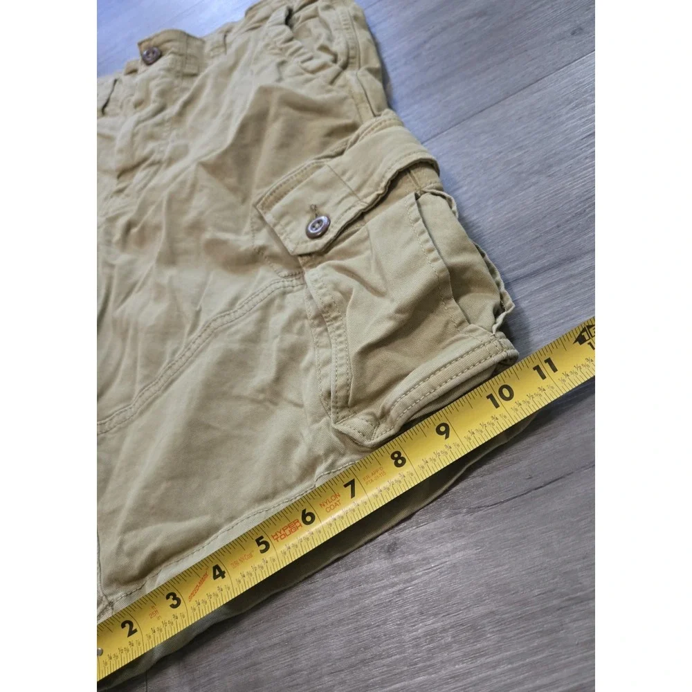 American Eagle Cargo Shorts Mens 32 Khaki Beige Longer Length Y2K Extreme Flex